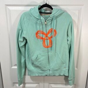 Aritzia Mint Green Hoodie with Orange Design